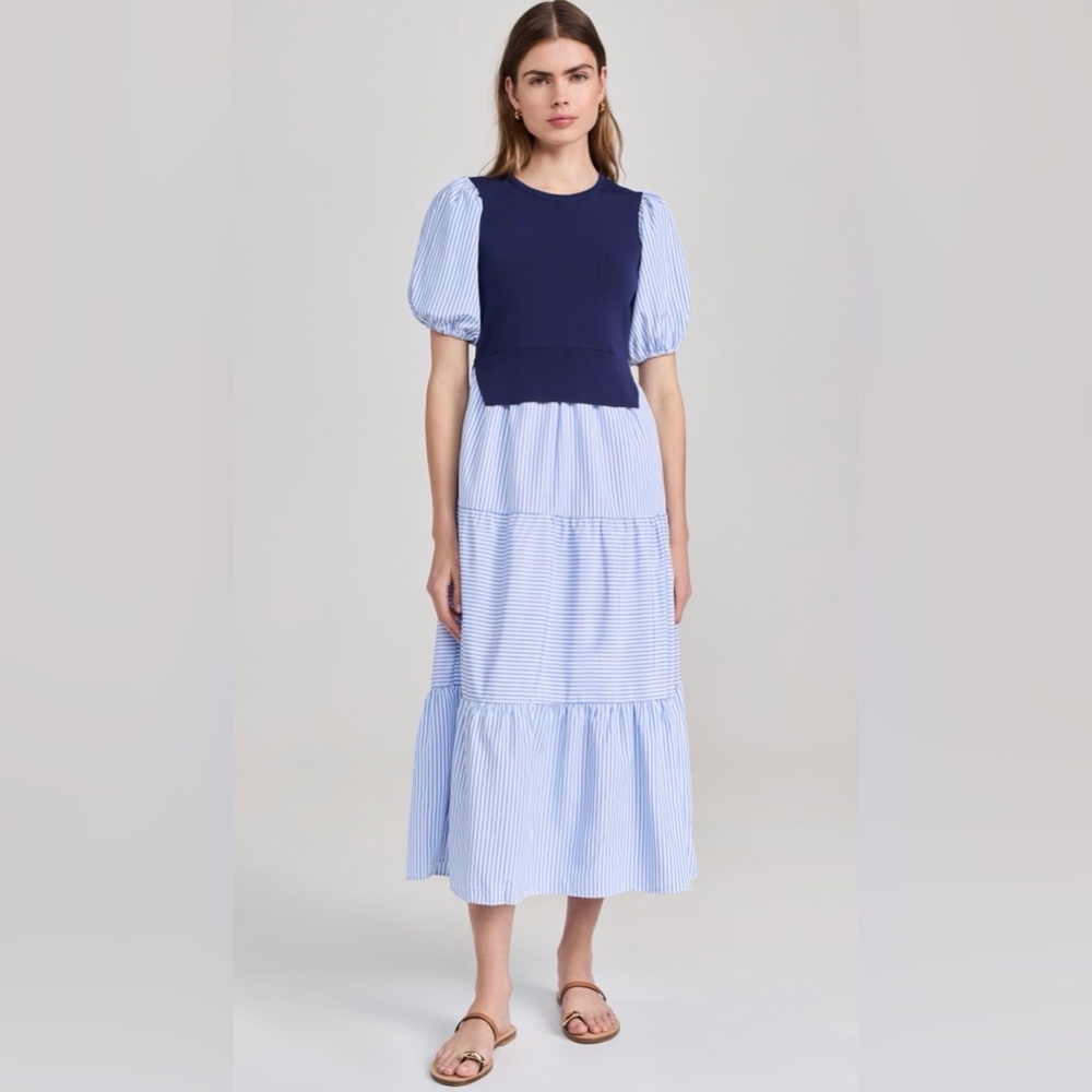 English factory striped mixed media dress